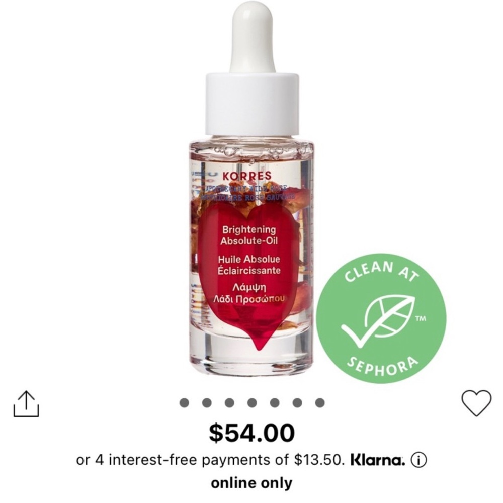 NWT Korres Wild Rose Vitamin C Active Brightening Oil 1.01oz
